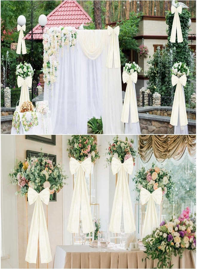 Knitgrip Large Wedding Pew Bows with Long Tails 12 x 29.5 Inch Wedding Aisle Decorations Bows Satin Ribbon Background Decor for Bridal Shower Reception Ceremony(Champagne,12 Pcs) - Image 5